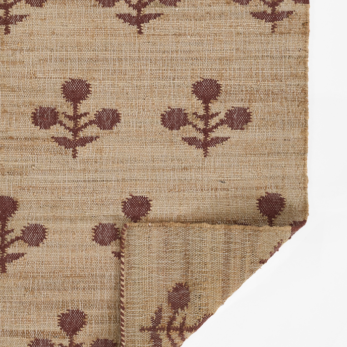 Orchard Bloom Rust Hand Woven Wool and Jute Area Rug - The Well Appointed House