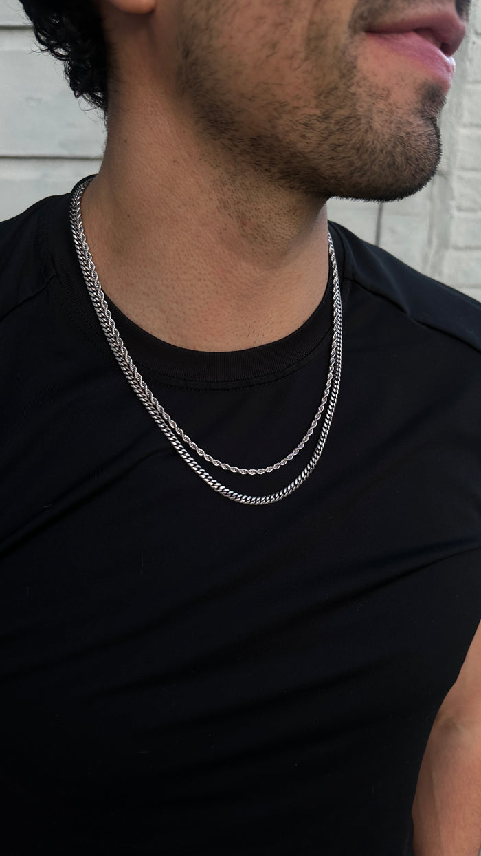 A view of the Oren twisted rope chain necklace by Beads by Tara