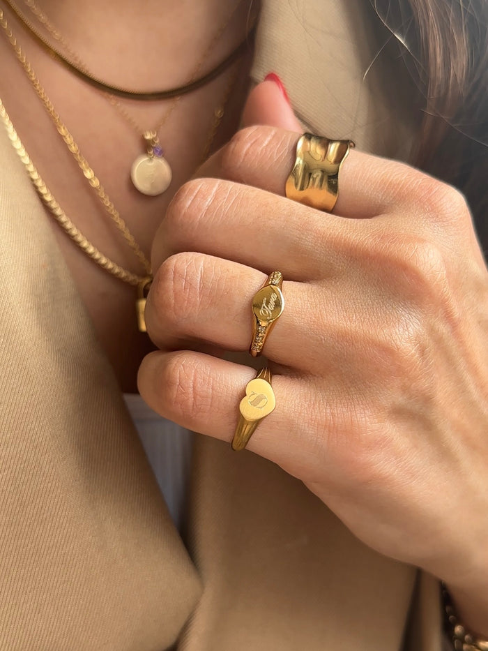 Beads by Tara Oval signet ring, a glam take on a classic signet