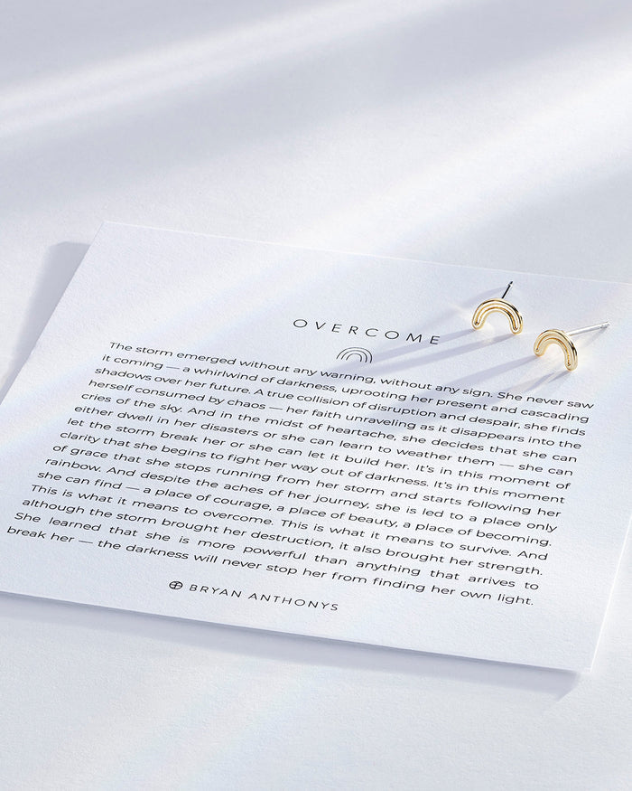 Overcome Earrings on card in 14k gold finish