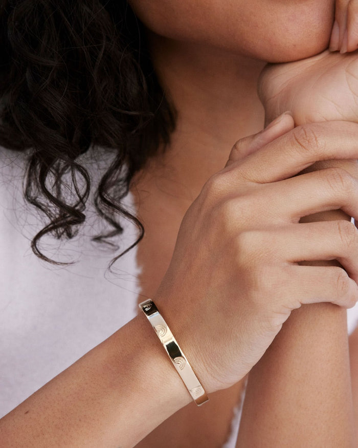 Bryan Anthonys Overcome Gold Engraved Cuff On Model