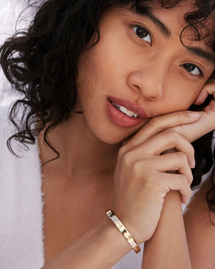 Bryan Anthonys Overcome Gold Engraved Cuff On Model