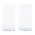 Pair of White Scalloped Edge Embroidered Cotton Face Towels - The Well Appointed House