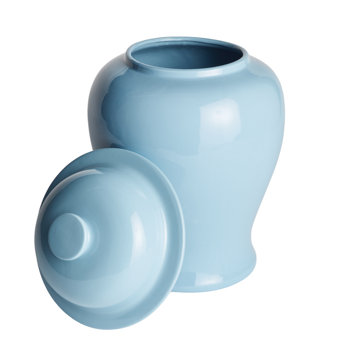 Large Pale Blue Koa Wide Lidded Ginger Jar - The Well Appointed House