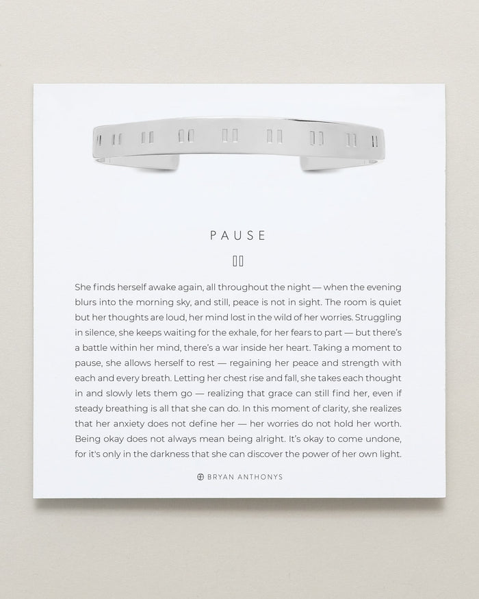 Bryan Anthonys Pause Silver Engraved Cuff On Card