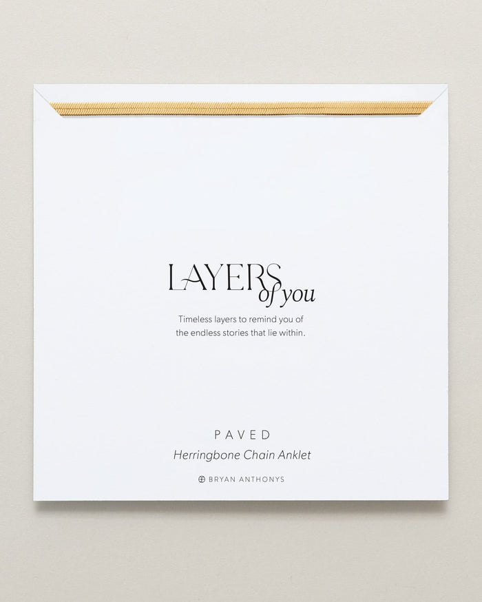 Bryan Anthonys Layers of You Paved Gold Herringbone Chain Anklet On Card