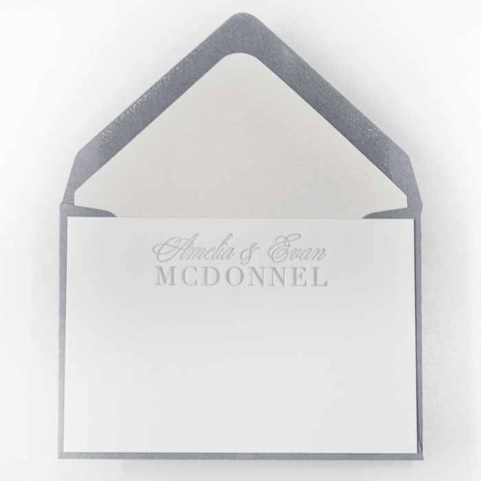 Peach and Green Floral Design 16 Personalized Letterpress Note & Enclosure Cards - Stationery - The Well Appointed House
