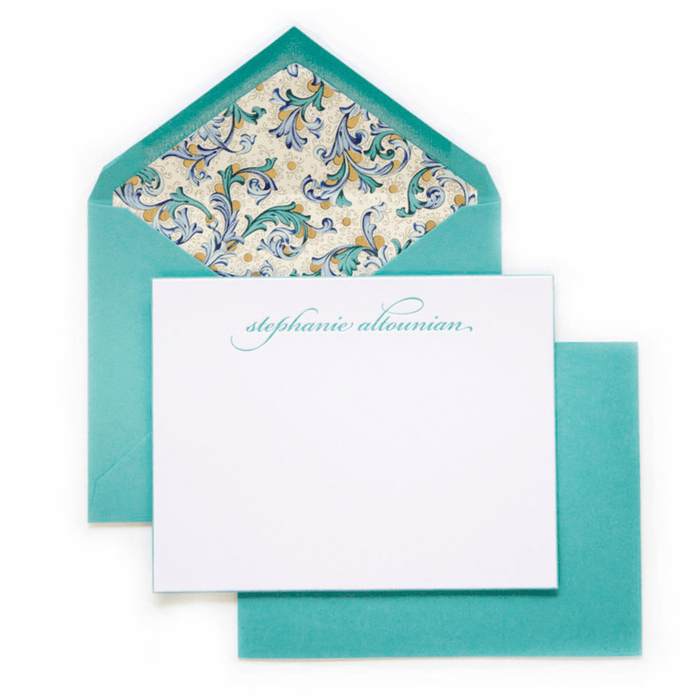 Peacock Personalized Beveled Notes - D2 - Stationery - The Well Appointed House