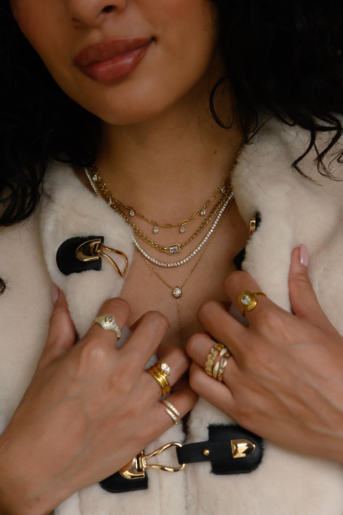 Gold pear cut crystal necklaces from the Beads by Tara collection