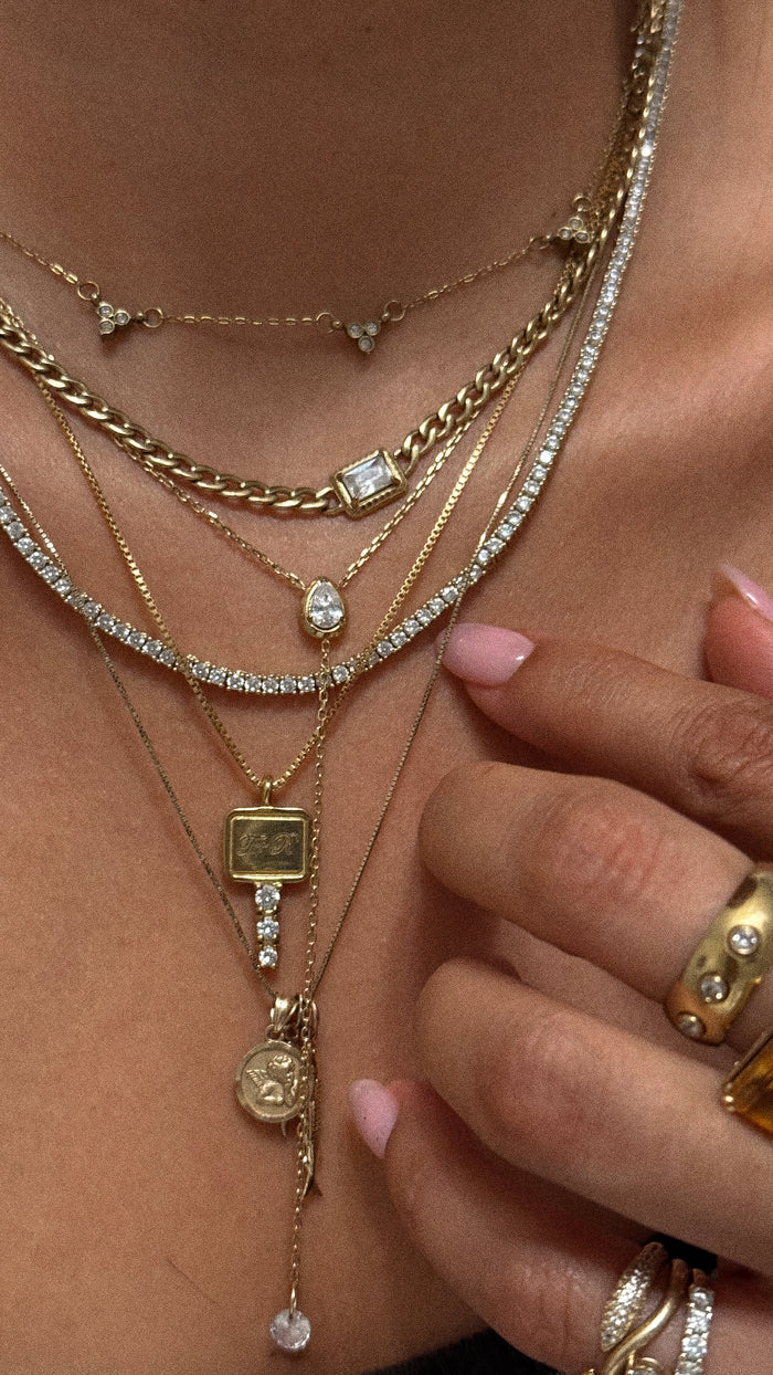 Pear Lariat necklace in 14k gold fill with a pear cut crystal drop