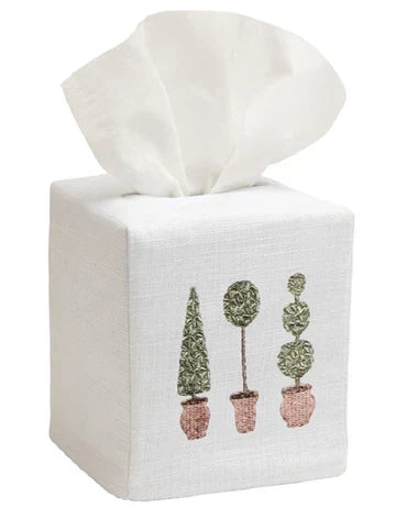 Pear Topiary Tree Embroidered Tissue Box Cover