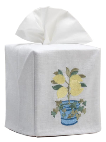 Pear Topiary Tree Embroidered Tissue Box Cover