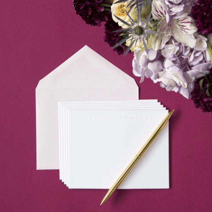 Peony Pink Beveled Letterpress Notes - Design 19 - Stationery - The Well Appointed House