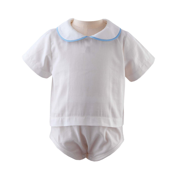 Peter Pan Collar Bodysuit, Blue - The Well Appointed House