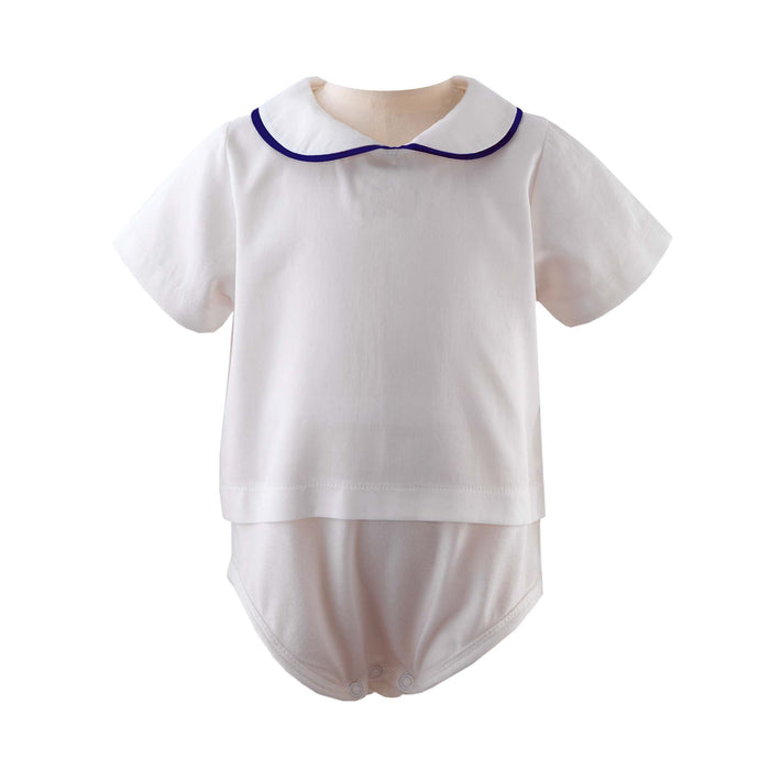 Peter Pan Collar Bodysuit, Navy - The Well Appointed House