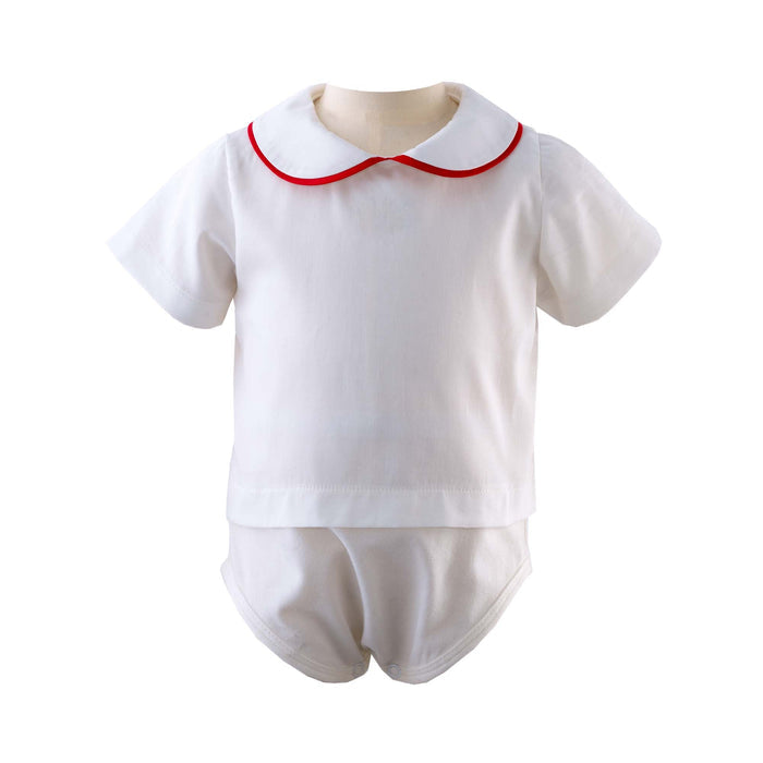 Peter Pan Collar Bodysuit, Red