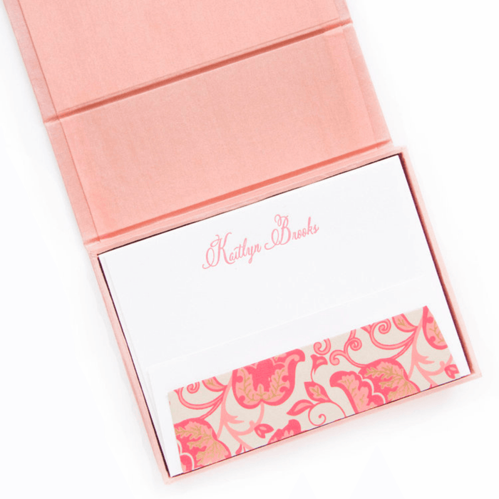 Petite Blush Silk Personalized Stationery Box - P24 - Stationery - The Well Appointed House