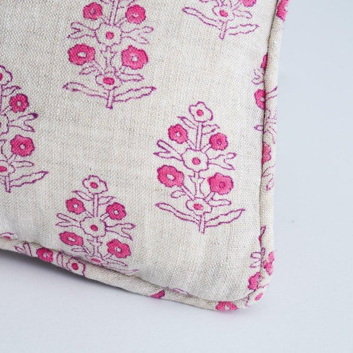 Pink Aditi Hand Blocked Botanical Print Throw Pillow - Little Loves Pillows - The Well Appointed House