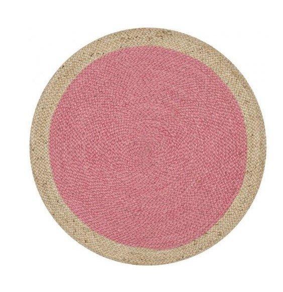 Pink and Natural Round Jute Area Rug - Rugs - The Well Appointed House