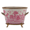 Pink and White Primrose Porcelain Basin - The Well Appointed House