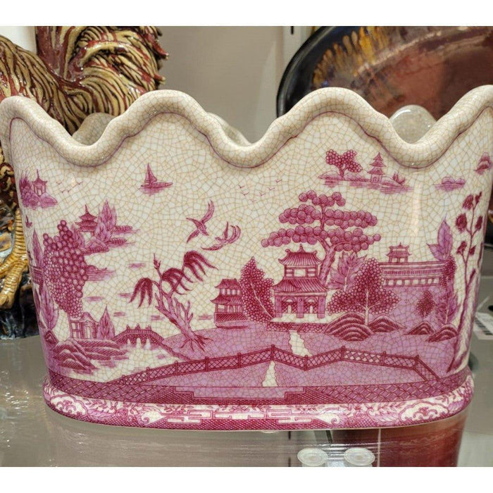 Pink and White Willow Porcelain Planter - Indoor Planters - The Well Appointed House