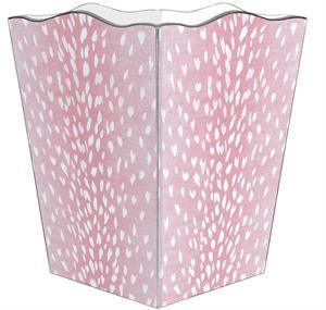 Pink Antelope Wastepaper Basket and Optional Tissue Box Cover - Wastebasket Sets - The Well Appointed House