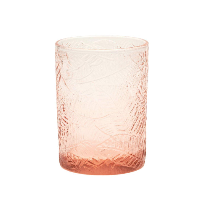 Pink Banana Leaf Pattern Hand Blown Glasses - Drinkware - The Well Appointed House