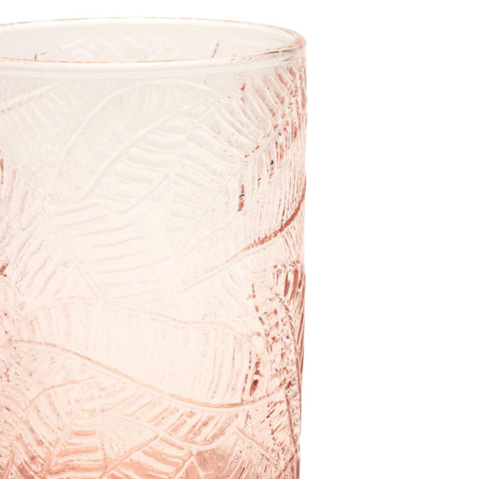 Pink Banana Leaf Pattern Hand Blown Glasses - Drinkware - The Well Appointed House