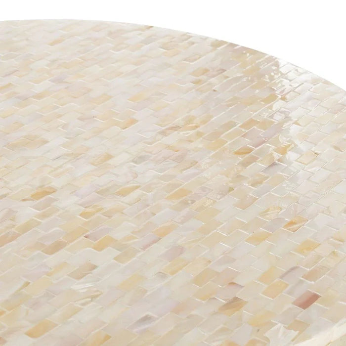 Pink Champagne and Gold Mosaic Top Round Side Table - Side & Accent Tables - The Well Appointed House