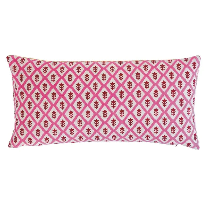 Pink Floral Diamond Print Throw Pillow - Pillows - The Well Appointed House