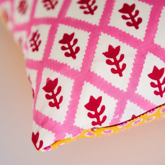 Pink Floral Diamond Print Throw Pillow - Pillows - The Well Appointed House