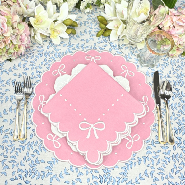 Pink Juliet Bows Placemat, Set of 4 - The Well Appointed House