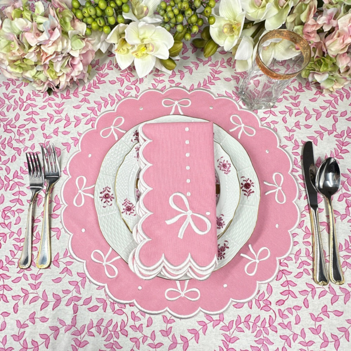 Pink Juliet Bows Placemat, Set of 4 - The Well Appointed House