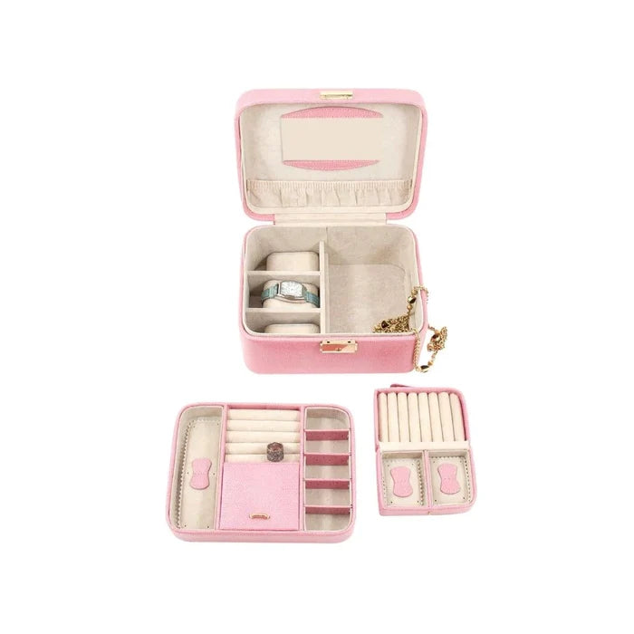 Pink Leather Jewelry Box - Jewelry & Watch Cases - The Well Appointed House