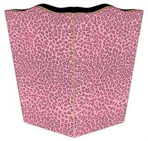 Pink Leopard Decoupage Wastebasket and Optional Tissue Box Cover - Wastebasket Sets - The Well Appointed House