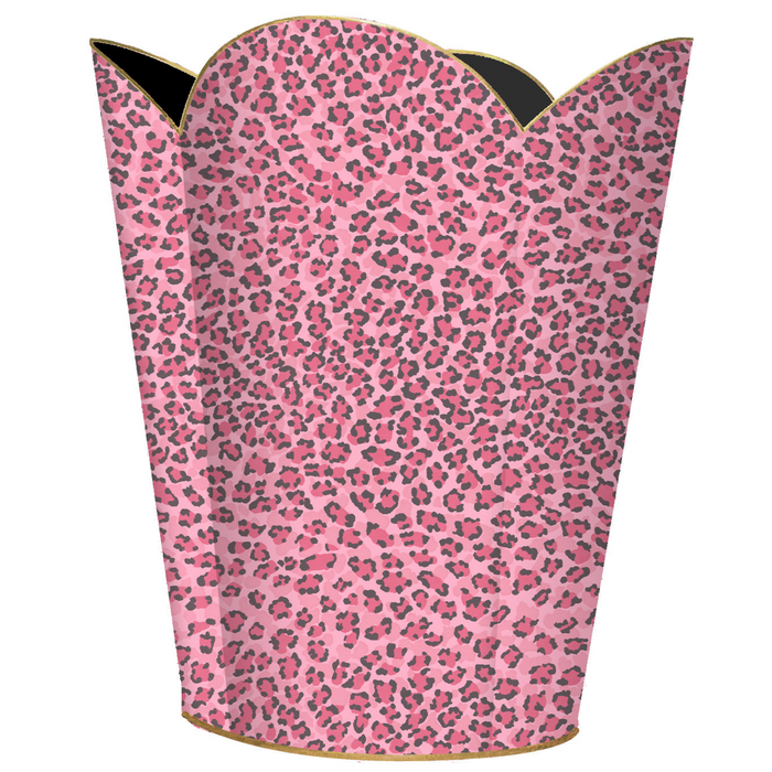 Pink Leopard Decoupage Wastebasket and Optional Tissue Box Cover - Wastebasket Sets - The Well Appointed House