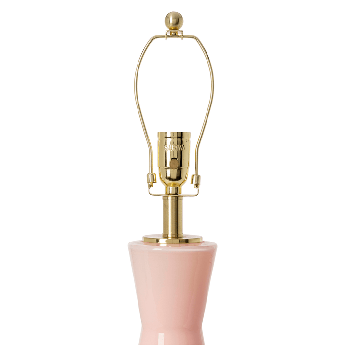 Pink Painted Glass Table Lamp With White Linen Shade - Table Lamps - The Well Appointed House
