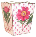 Pink Peony on Provincial Wastebasket and Optional Tissue Box Cover - Wastebasket Sets - The Well Appointed House