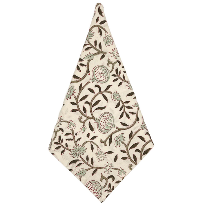 Set of 8 Pink Pomegranate Cabana Floral Printed Cotton Napkins - The Well Appointed House