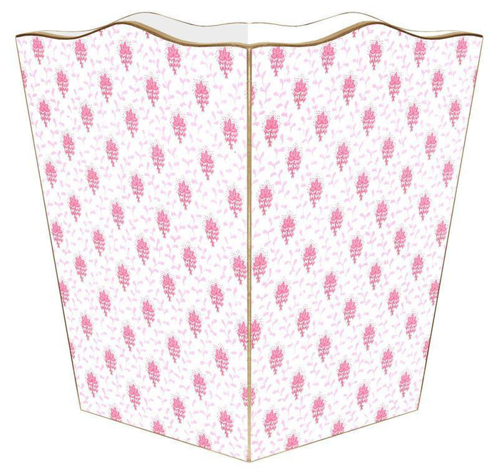 Pink Provincial Print Wastebasket and Optional Tissue Box Cover - Wastebasket Sets - The Well Appointed House