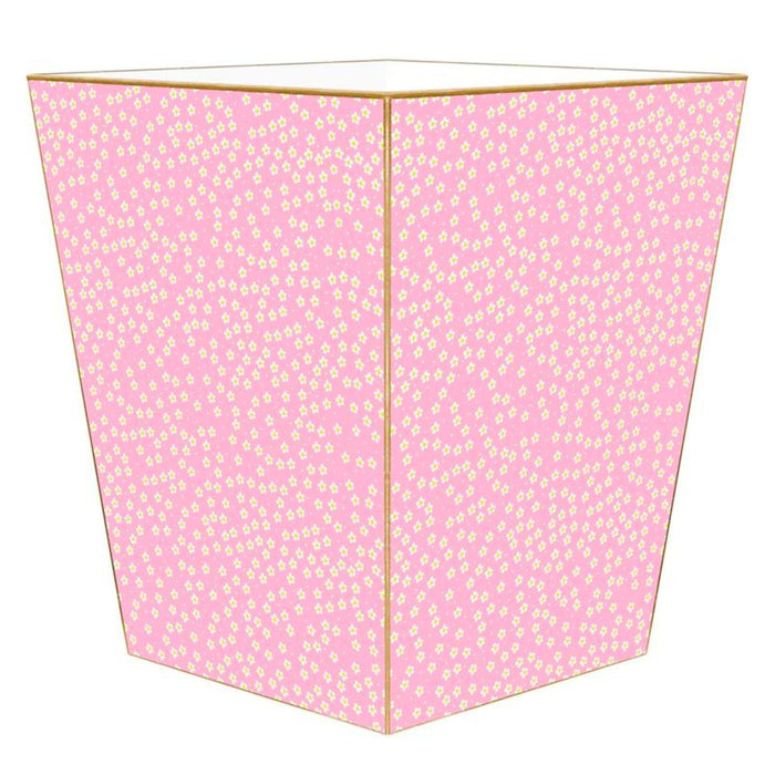 Pink & Yellow Daisy Wastepaper Basket and Optional Tissue Box Cover - Wastebasket - The Well Appointed House