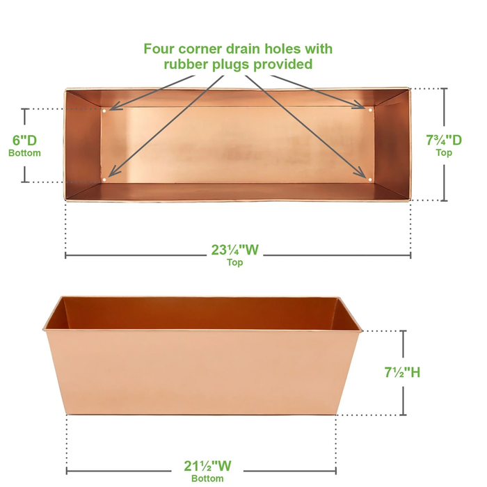 Plain Copper Flower Boxes - The Well Appointed House