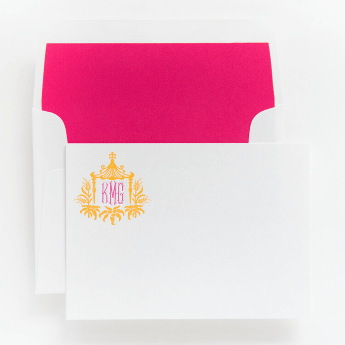 Poppy & Fuschia Pagoda Personalized Stationery - Stationery - The Well Appointed House