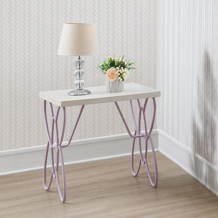 Priya II - Nightstand - White & Light Synthetic Leather Rple