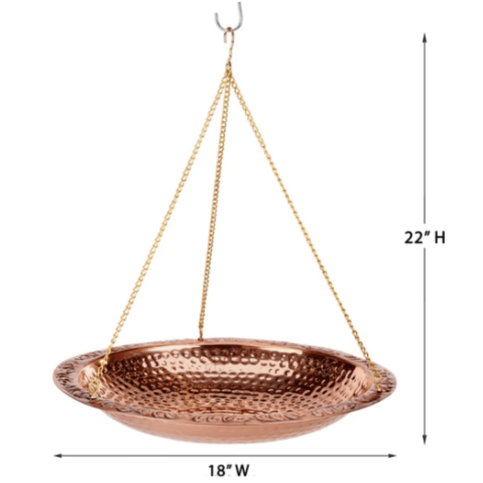 Pure Copper 18" Hanging Bird Bath - Birdhouses - The Well Appointed House