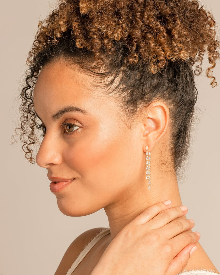 Bryan Anthonys Radiance Collection Baguette Chandelier Earrings Emerald Cut On Model