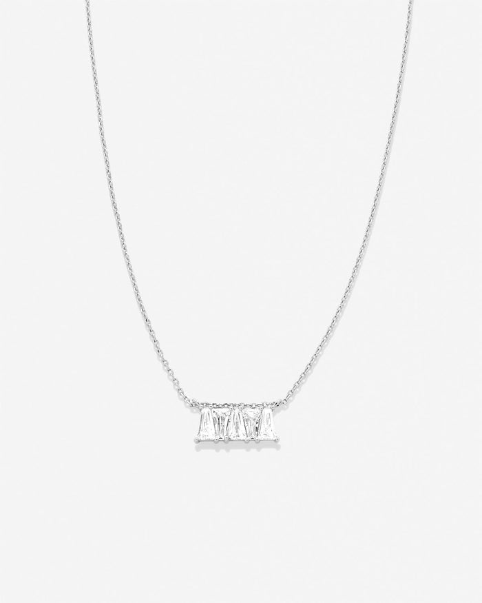 Bryan Anthonys Radiance Collection Baguette Dainty Necklace Silver