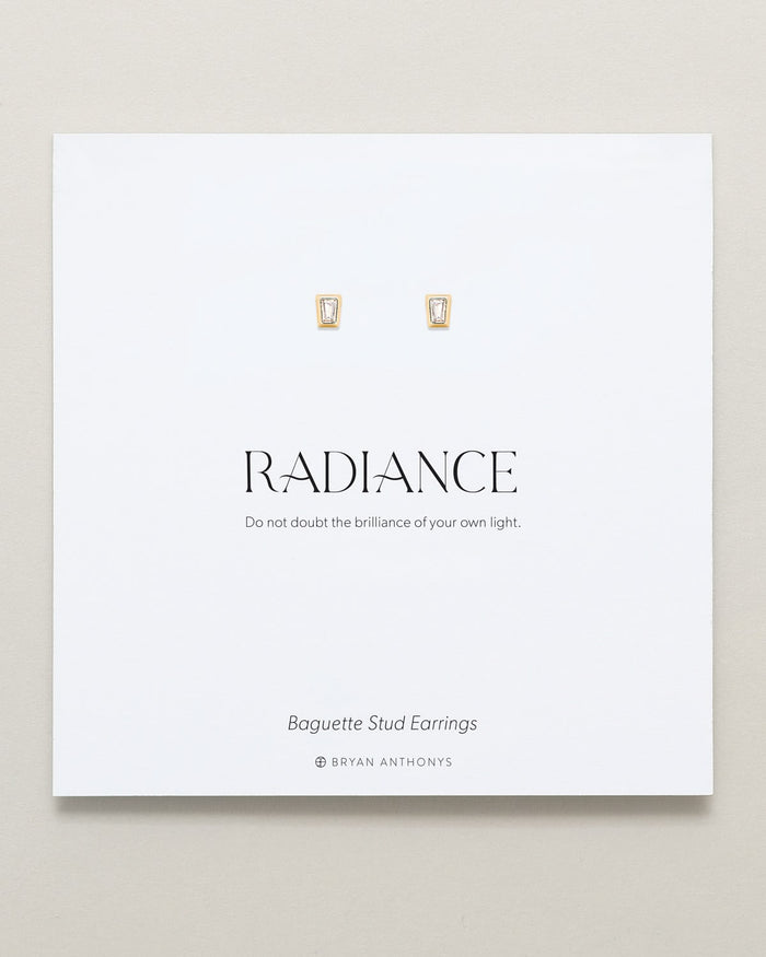 Bryan Anthonys Radiance Collection Baguette Stud Earrings Gold On Card