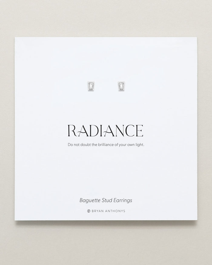 Bryan Anthonys Radiance Collection Baguette Stud Earrings Silver On Card