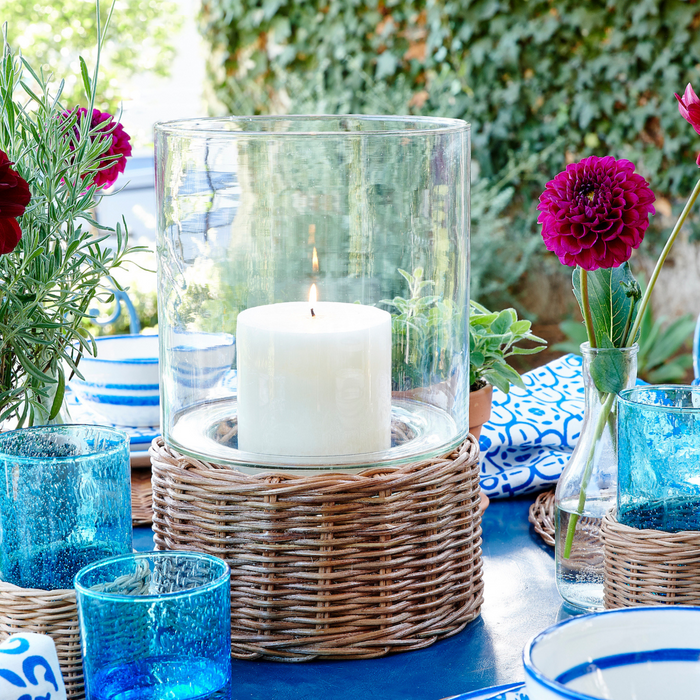 Rattan Hurricane Candle Holders - The Well Appointed House